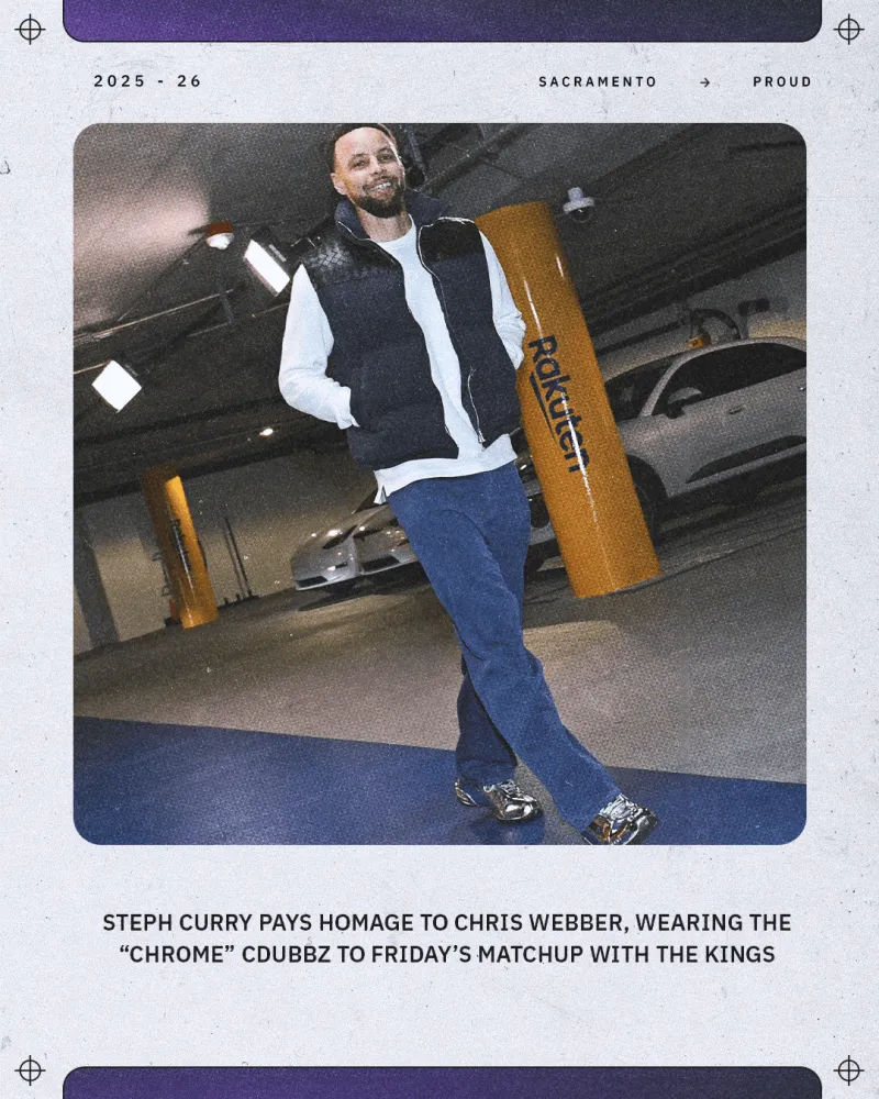 流言板]国王晒照：库里穿着国王名宿克里斯-韦伯02年球鞋入场